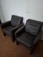 leren stoeltjes te koop, Huis en Inrichting, Stoelen, Ophalen, Gebruikt, Twee, Bruin