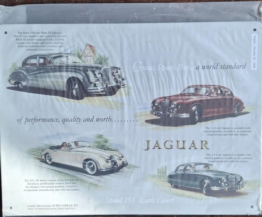 JAGUAR. Metalen wanddecoratie. Nieuw in verpakking. 28/21 cm, Ophalen, Nieuw, Auto's