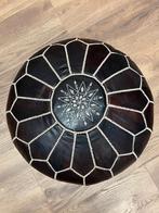 Nieuwe Marokkaanse handgemaakte leren poef, gevuld, Huis en Inrichting, Banken | Voetenbanken en Poefen, Minder dan 50 cm, Rond