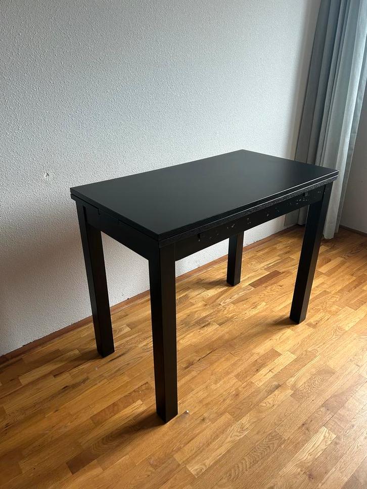 IKEA Bjursta Tafel - Zwart, Huis en Inrichting, Tafels | Eettafels, Gebruikt, 50 tot 100 cm, 100 tot 150 cm, Vier personen, Rechthoekig