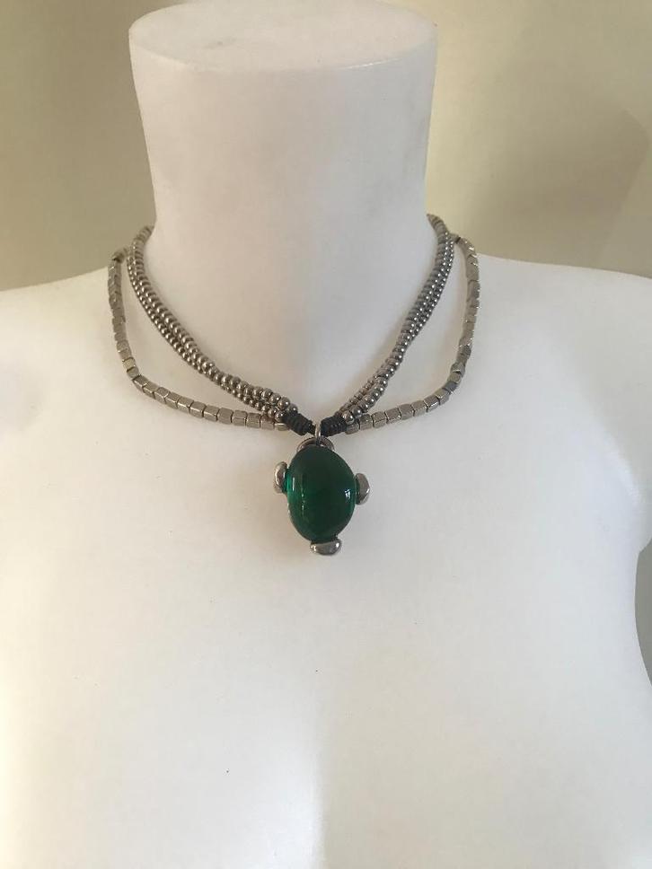 Uno de 50 ketting (124) een plaatje, Sieraden, Tassen en Uiterlijk, Kettingen, Nieuw, Overige materialen, Zilver, Met hanger, Verstelbaar