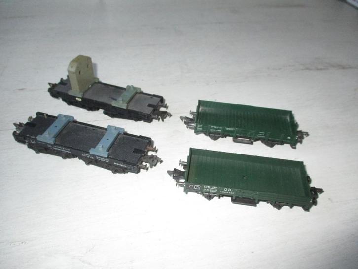 Fleischmann Wagens voor bij de kraan 4x, Hobby en Vrije tijd, Modeltreinen | H0, Gebruikt, Wagon, Gelijkstroom, Fleischmann, Ophalen