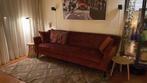 Bank Mid-Century Modern roest / bruin fluweel velvet, Huis en Inrichting, Banken | Bankstellen, Ophalen, Hout, Driepersoons, 75 tot 100 cm