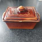 Vintage bruine aardewerk patevorm met deksel, Ophalen of Verzenden