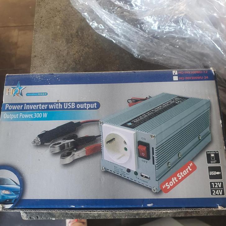 HQ Power Inverter 300W - 12V naar 230V, Auto diversen, Auto-accessoires, Nieuw, Ophalen of Verzenden