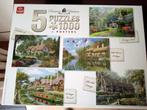 King Cottage Collection, 5 puzzels à 1000 st. + posters, Ophalen of Verzenden, 500 t/m 1500 stukjes, Zo goed als nieuw, Legpuzzel