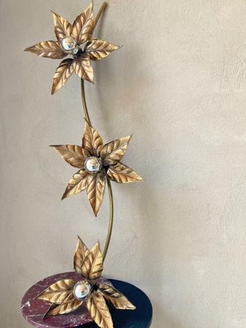 XXL Vintage Willy Daro gouden plafond/wand bloemenlamp beschikbaar voor biedingen