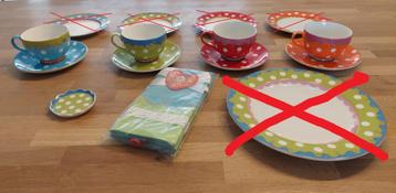 Oilily theekoppen, schotels, schaaltje +servetten (11-delig) beschikbaar voor biedingen