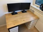Massief eiken bureaublad 128 x 76 cm, Ophalen, Gebruikt, Bureau