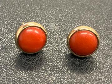 Prachtig 14 karaat bloedkoraal oorbellen 3,13 gram !!! beschikbaar voor biedingen