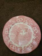 roze/rood wit Engels wedgwood tunstall bord, groot, Ophalen of Verzenden