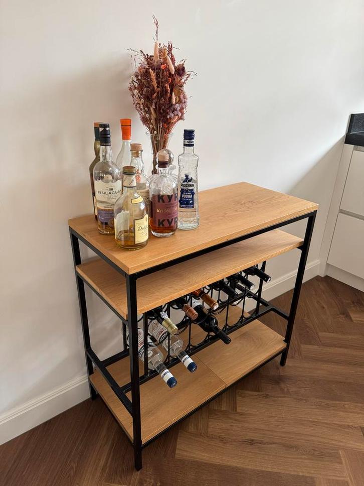 Wijnkast drankenkast massief eiken, Huis en Inrichting, Woonaccessoires | Wijnrekken, Zo goed als nieuw, 75 cm of meer, Hout, 25 flessen of meer