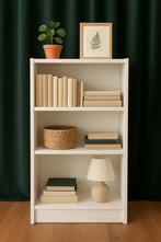 Witte Boekenkast met 3 Planken, Ophalen, Met plank(en), 100 tot 150 cm, Zo goed als nieuw