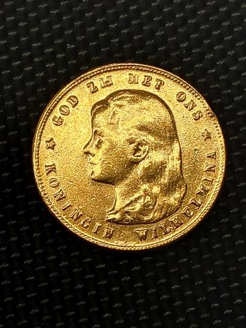 Gouden 10 Gulden Wilhelmina 1897 tientje vergulding naslag beschikbaar voor biedingen