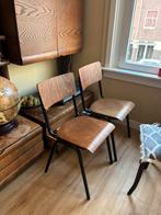 2 vintage school stoelen, Ophalen of Verzenden, Gebruikt, Bruin, Twee