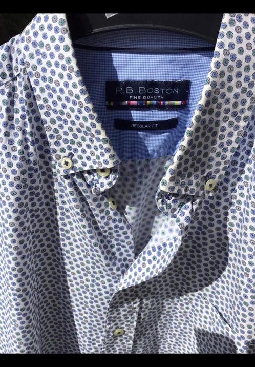 Zomer overhemd korte mouw maat L, 100% katoen merk : Boston, Kleding | Heren, Overhemden, Zo goed als nieuw, Blauw, Ophalen of Verzenden