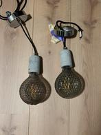 2 Betonnen Hanglampen met lampenbol, Ophalen of Verzenden, Gebruikt, Metaal, Minder dan 50 cm