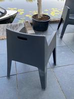 3x Antraciet/Grijze Tuinstoelen - Opstapelbaar, Huis en Inrichting, Stoelen, Ophalen, Kunststof, Gebruikt, Drie