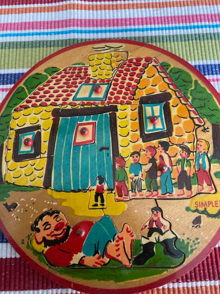 Vintage Simplex Houten Puzzel - Hans en Grietje, Antiek en Kunst, Antiek | Speelgoed, Ophalen of Verzenden