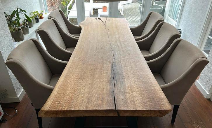 Goossens eetkamerstoel pearl met armleuning 4 + 2 gratis, Huis en Inrichting, Complete eetkamers, Gebruikt, 4 tot 6 stoelen, Ophalen