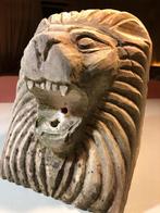 Antieke hardstenen leeuwenkop – oude fontein / gevelornament, Ophalen of Verzenden