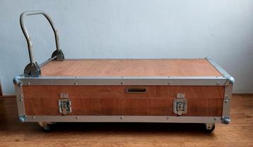Mooie houten kist op wielen flightcase  beschikbaar voor biedingen