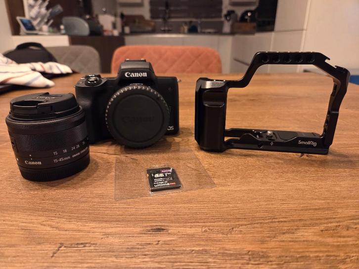 Canon EOS M50 Mark II + EF-M 15-45 f/3.5-6.3 IS STM + Extras, Audio, Tv en Foto, Fotocamera's Digitaal, Zo goed als nieuw, Canon
