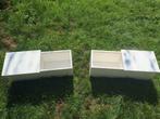Gratis 2 witte nachtkastjes, Ophalen, Gebruikt, Hout