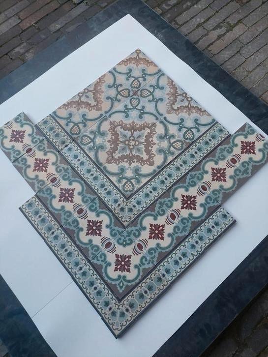 Te Koop:partij oude keramische vloertegels 10,5 m2 compleet., Doe-het-zelf en Verbouw, Tegels, Gebruikt, Vloertegels, Keramiek