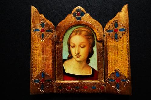 Goudverguld drieluik icoon Madonna del Cardellino Raffaello, Antiek en Kunst, Antiek | Religie, Ophalen of Verzenden