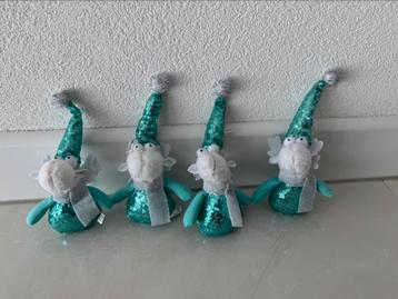 Set van 4 kerst ornament knuffel blauw glitters 22 cm beschikbaar voor biedingen