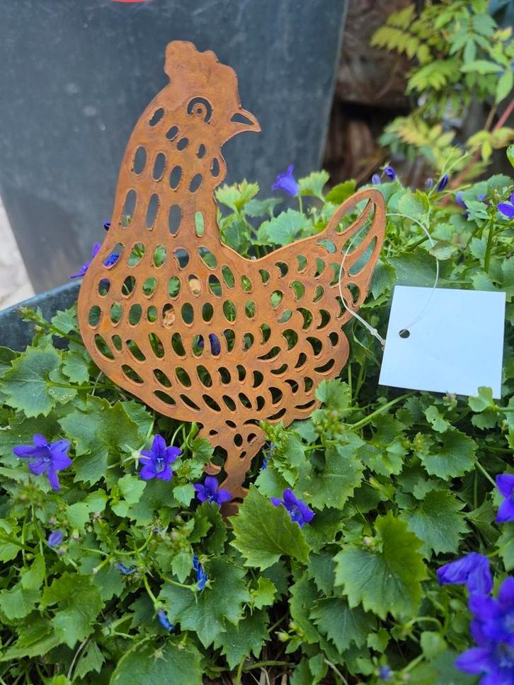Metalen tuinstekers kip en haan., Tuin en Terras, Tuinwanddecoratie, Nieuw, Ophalen of Verzenden