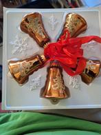Vintage 5 glazen kerstklokjes 7cm groot in perfecte staat, Ophalen of Verzenden