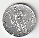 5   lire  1953   Vaticaan. km. 51, Ophalen of Verzenden, Overige landen, Losse munt
