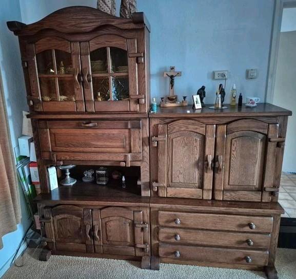 Mooie Eikenhouten Kast, Huis en Inrichting, Kasten | Buffetkasten, Gebruikt, 200 cm of meer, 25 tot 50 cm, Ophalen