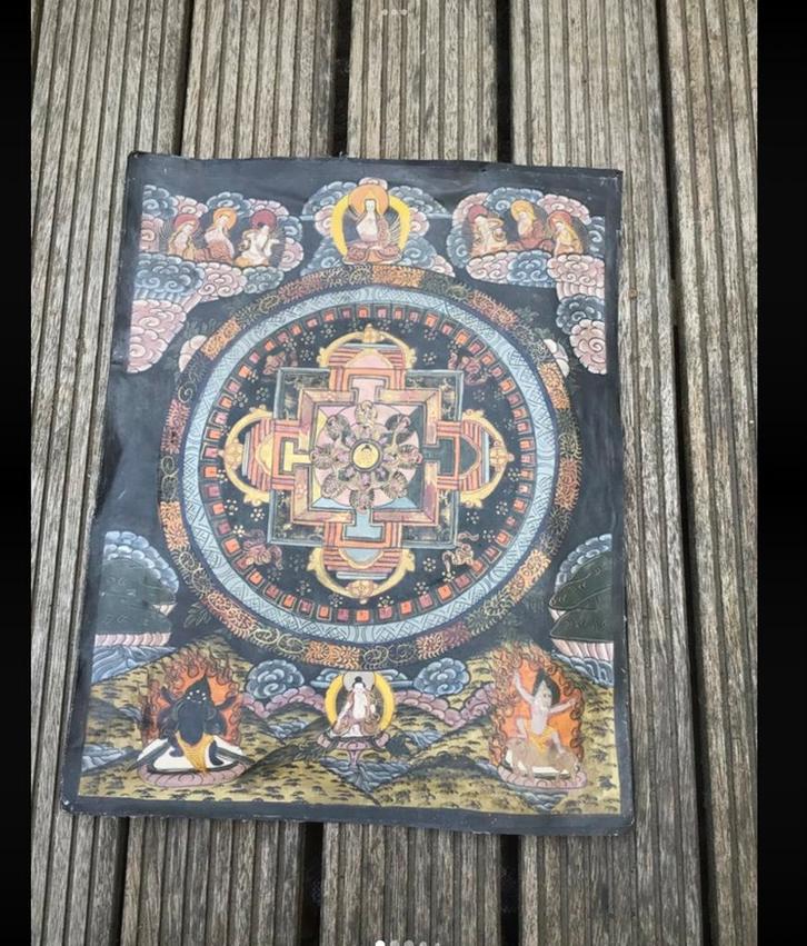 Handbeschilderde Indiase mandala., Antiek en Kunst, Kunst | Overige Kunst, Ophalen of Verzenden