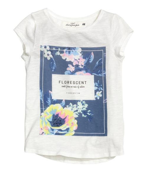 H&M wit blauwe boho tricot top t-shirt met print 146-152, Kinderen en Baby's, Kinderkleding | Maat 146, Nieuw, Meisje, Shirt of Longsleeve