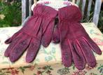 Dames handschoenen vintage leer Bordeaux rood - S - 8, Ophalen of Verzenden, Dames