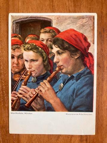 Oude Duitse Postkaart - Musizierende Arbeitsmaiden beschikbaar voor biedingen