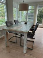 Eetkamerstoelen 4 stuks, eventueel met eettafel, Leer, Ophalen of Verzenden, Zo goed als nieuw, Vier