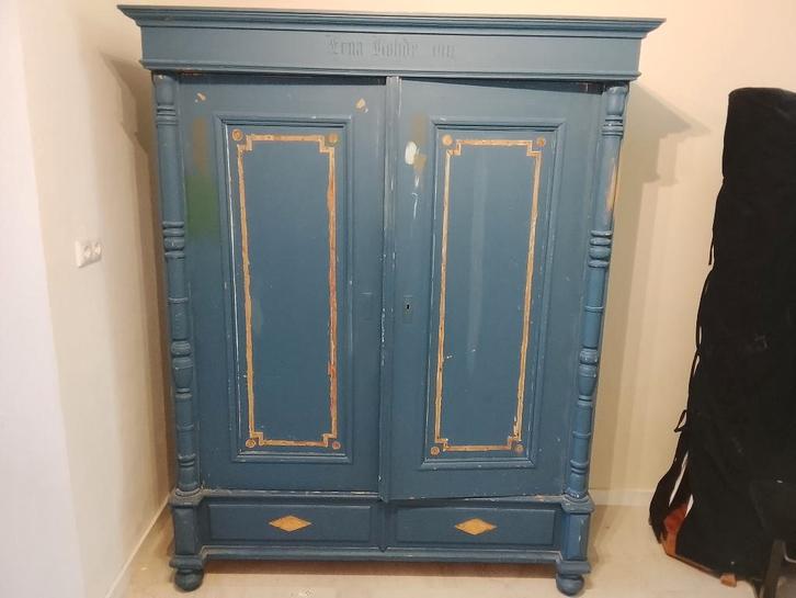 Antieke grenen kledingkast – restauratieproject met potentie, Huis en Inrichting, Kasten | Kledingkasten, Gebruikt, 200 cm of meer