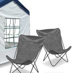 Tarrington house vlinderstoel set van 2 grijs, Caravans en Kamperen, Ophalen of Verzenden, Gebruikt, Campingstoel