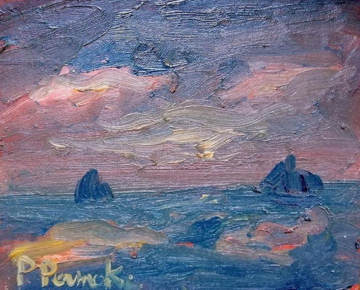 Paul Permeke  boten in de avondzon olieverf 20 x 25cm, Antiek en Kunst, Kunst | Schilderijen | Klassiek, Verzenden