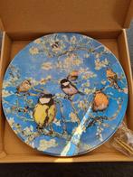 Heinen delfst blauw vogels keramiek wandbord, Ophalen of Verzenden