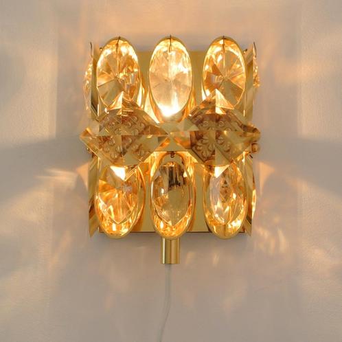 Palwa Mid Century LAMP kristal messing verguld Hotel Chic, Huis en Inrichting, Lampen | Wandlampen, Gebruikt, Glas, Metaal, Ophalen of Verzenden