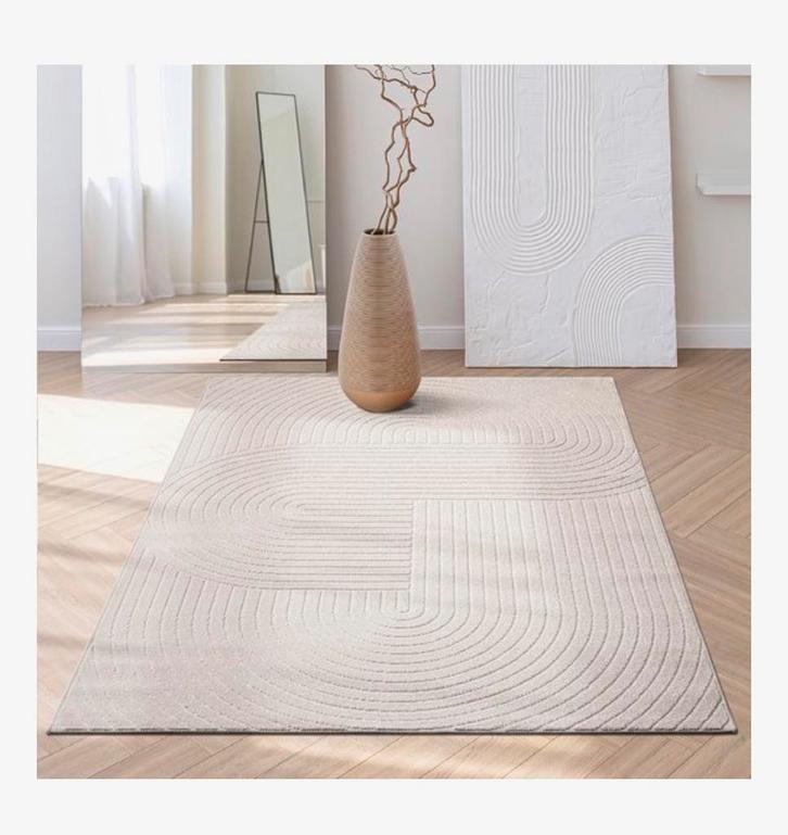 Creme Japandi vloerkleed 240 x 340, Huis en Inrichting, Stoffering | Tapijten en Kleden, Zo goed als nieuw, 200 cm of meer, Rechthoekig