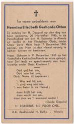 Hermina E.G. Otten 1945 Almelo + 1945 Almelo, 2 weken, Verzamelen, Verzenden