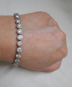 Zilveren grove tennis armband heldere stenen nr.378, Sieraden, Tassen en Uiterlijk, Armbanden, Verzenden, Zo goed als nieuw, Zilver