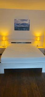 Ledikant Arillo 160x200 + lattenbodems + nachtkastjes, Huis en Inrichting, Slaapkamer | Bedden, Ophalen, Gebruikt, Wit, Tweepersoons