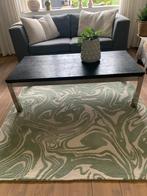 Teakhouten salontafel met RVS poten, Ophalen, 100 tot 150 cm, Teakhout, 50 tot 100 cm